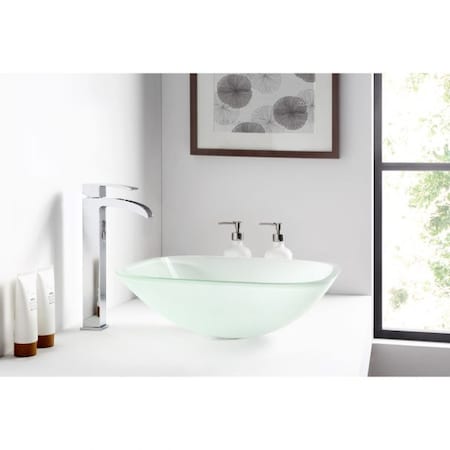Anzzi Victor Deco-Glass Vessel Sink in Lustrous Frosted Finish LS-AZ8125
